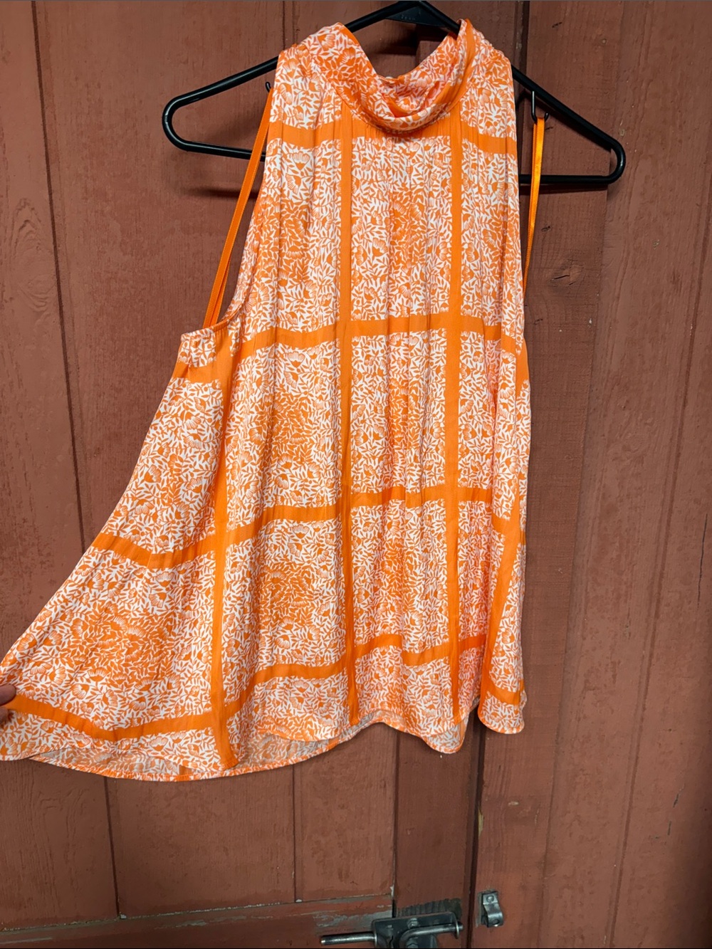 Ann Taylor Orange and White Printed Halter Cami